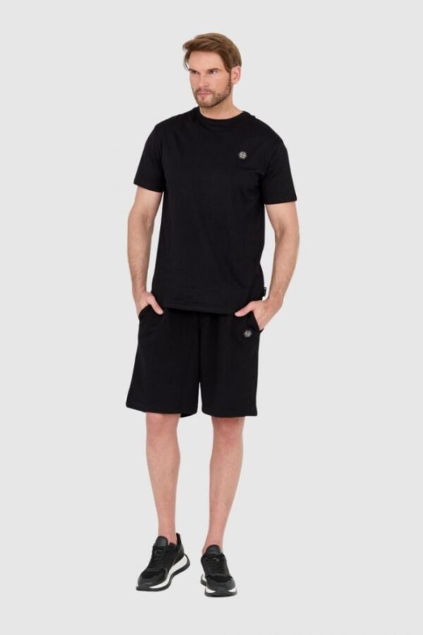 PHILIPP PLEIN Czarny męski t-shirt z wężem na plecach z dżetów