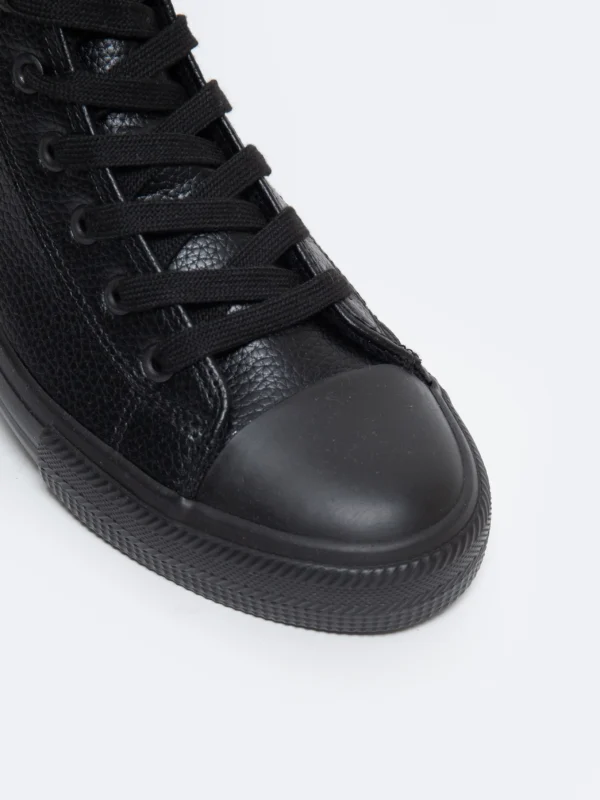 63741e87d778a5f60220071b9878505b3e92d4c4 Trampki męskie wysokie ze skóry ekologicznej czarne MM174012 906