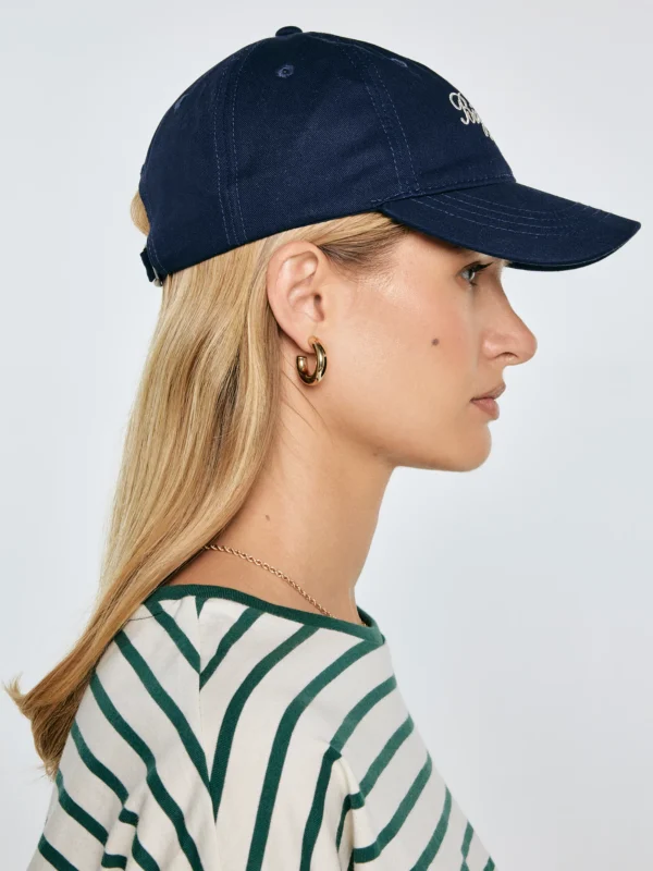 Czapka damska z daszkiem z haftem granatowa Bellia 403