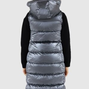 HETREGO Srebrny damski płaszcz puchowy z odpinanymi rękawami Summer, Rozmiar 38 EU - 42 IT