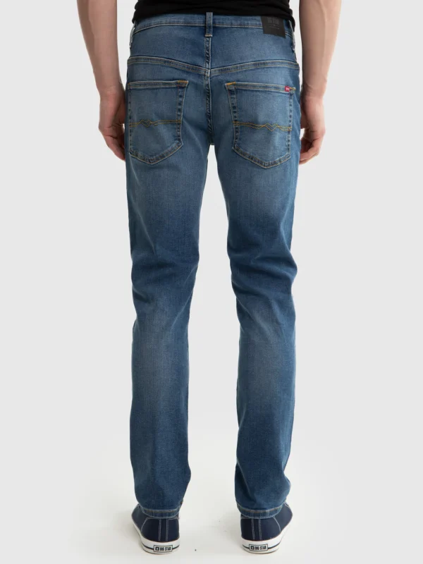 Jeansy męskie dopasowane niebieskie Ronan 397
