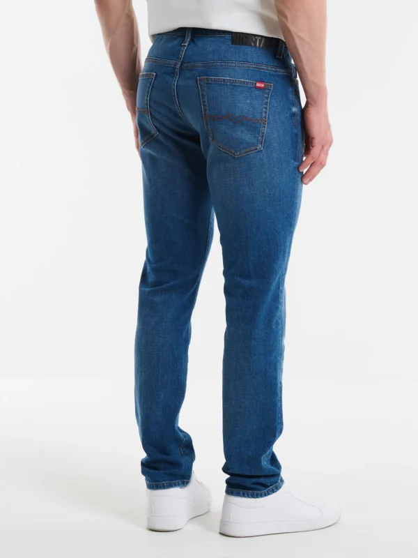 Jeansy męskie z przetarciami niebieskie Terry Carrot 419