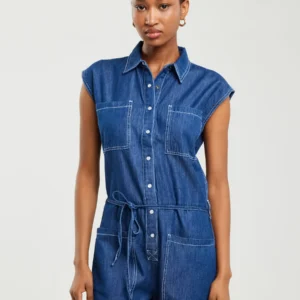 Kombinezon damski jeansowy niebieski Shea 465