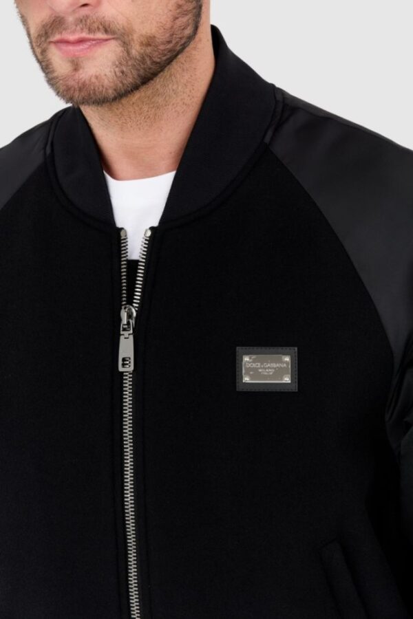 DOLCE & GABBANA czarna męska kurtka Wool and nylon bomber, Rozmiar 52