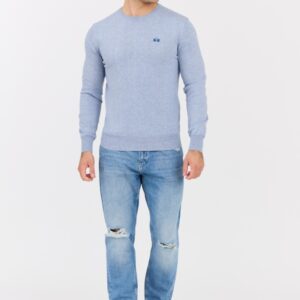 LA MARTINA Błękitny sweter męski BASIC COTTON WOOL