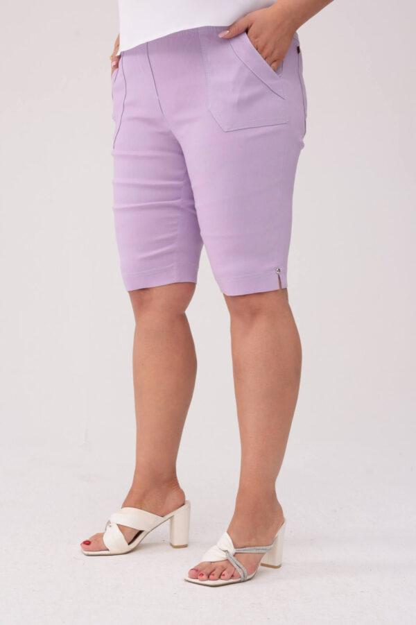 64bbf2863c9839e567d49fdb8b8092ba369b32e8 Komfortowe lawendowe spodnie bermudy PLUS SIZE XXL OVERSIZE
