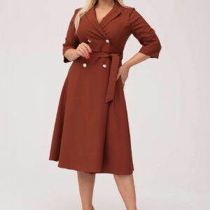 Elegancka żakietowa sukienka Marietta w odcieniach brązu XXL OVERSIZE JESIEŃ