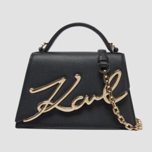 KARL LAGERFELD Czarna mała skórzana torebka K/signature 2.0