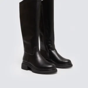 Kozaki damskie ze skóry naturalnej czarne SS274618 906