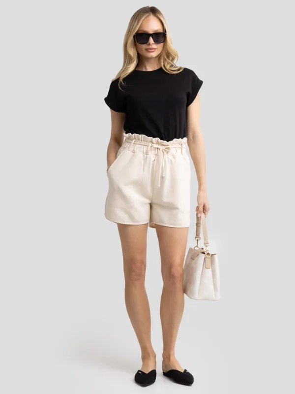 Szorty damskie paperbag kremowe Oliana 103