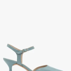 Niebieskie czółenka na lakierowanym obcasie