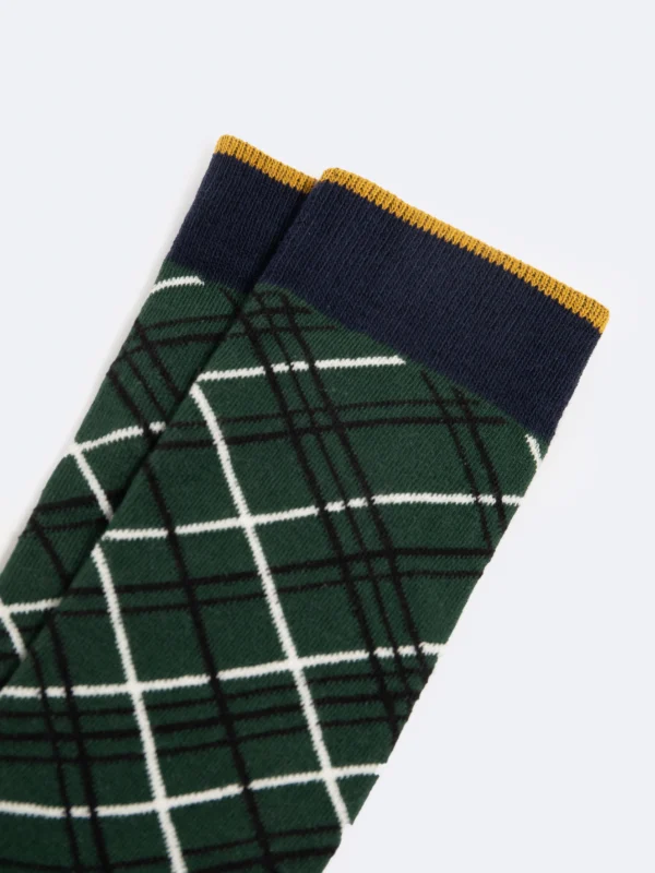 Skarpety męskie bawełniane w romby zielone Pledi 304