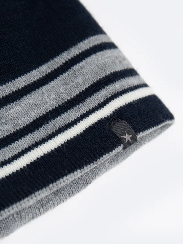 Czapka męska granatowa z szarym akcentem granatowa Double 403