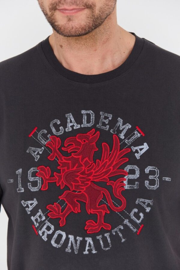 AERONAUTICA MILITARE Szary bawełniany męski t-shirt M.C