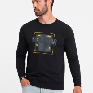 Bluza męska nierozpinana z nadrukiem - czarna V1