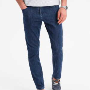 67e73ca33828a6b15686f330e5b1c4a6ee94d416 Klasyczne spodnie męskie jeansy SLIM FIT z elastanem – ciemnoniebieskie V3