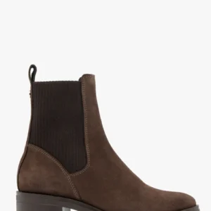 Brązowe sztyblety damskie z ozdobną gumą