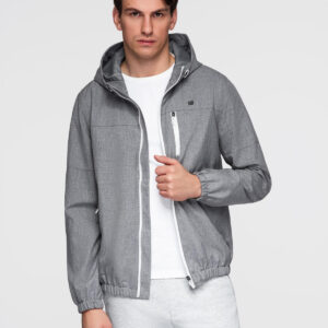 Lekka sportowa męska kurtka z polarową podszewką – szara V3