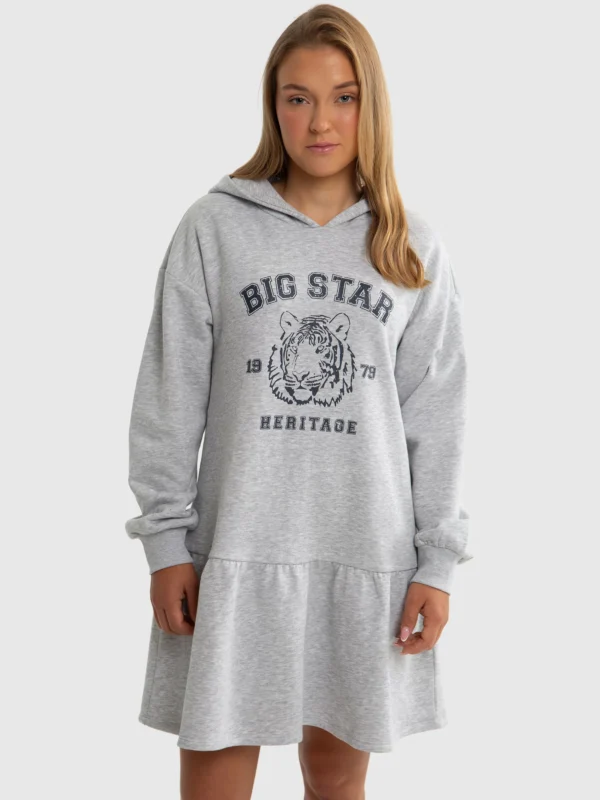 Sukienka dziewczęca dzianinowa z kapturem szara Fleur 901