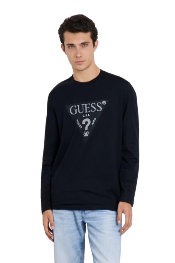 GUESS Granatowy męski longsleeve Ls Cn