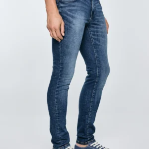 687a9d5504ae990fb782b3eb7a0b7ba01979bace Jeansy męskie dopasowane z przetarciami granatowe Nader 495