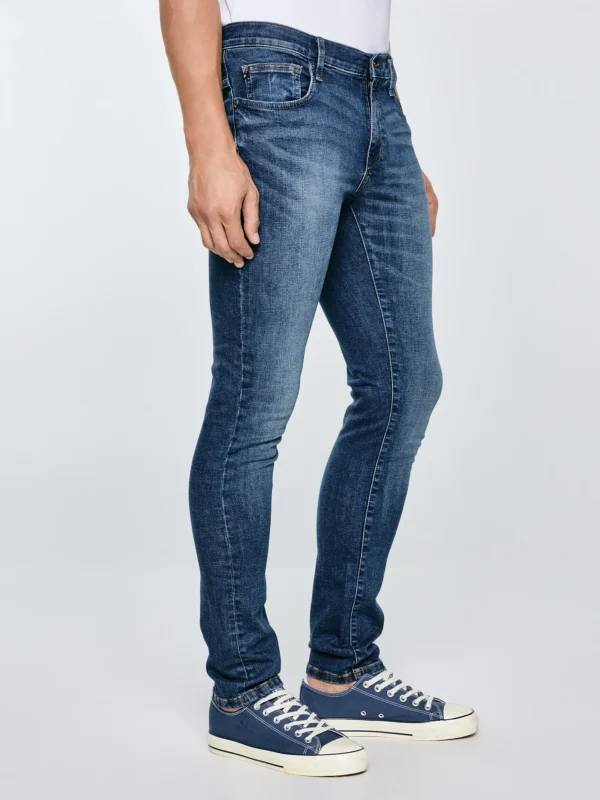 687a9d5504ae990fb782b3eb7a0b7ba01979bace Jeansy męskie dopasowane z przetarciami granatowe Nader 495