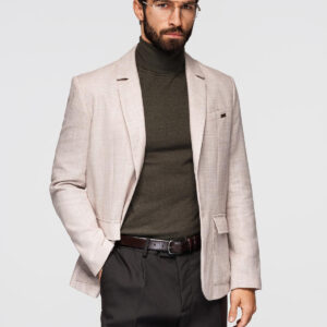 68a762493659f4c862e76bc6c9263530b6e81f84 Męska marynarka o kroju REGULAR z lnem - jasnobeżowa V2