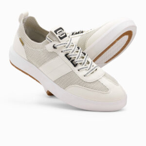 Wsuwane męskie sneakersy ze strukturalnego materiału – kremowe V1