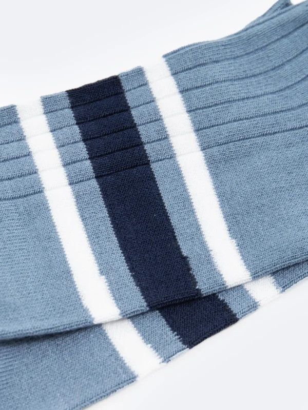 Stopki męskie bambusowe w paski niebieskie Tagar 401