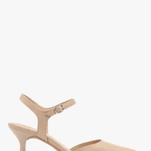 Beżowe czółenka na lakierowanym obcasie