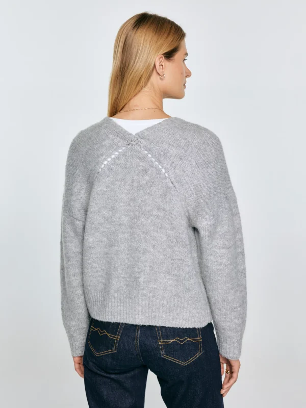 Kardigan damski z dodatkiem wełny szary Kardica 901