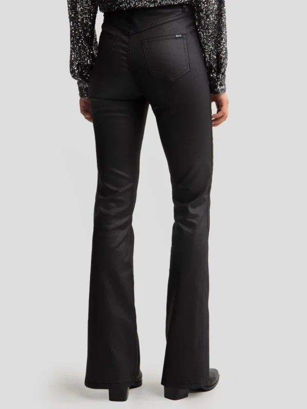 Jeansy damskie bootcut z rozcięciami woskowane czarne Blake 924