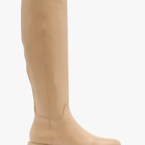 Beżowe kozaki z wąską cholewką