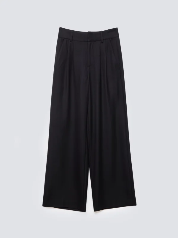 6aafe392873ae283deb8004eff367bde40112b4a Spodnie damskie z szeroką nogawką z dodatkiem wiskozy czarne Emisi 906