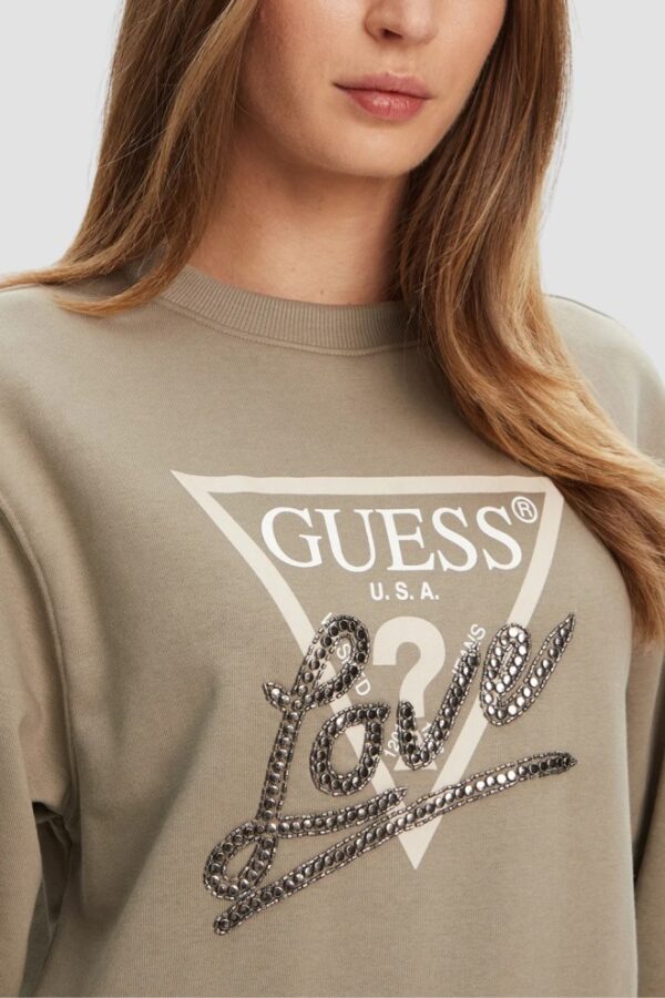 GUESS Zielona damska bluza Studded Love