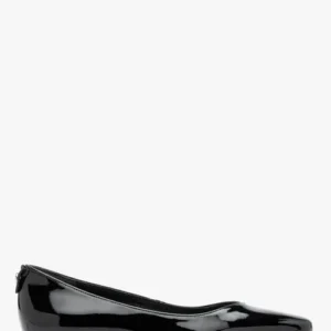 Czarne lakierowane baleriny z okrągłym noskie