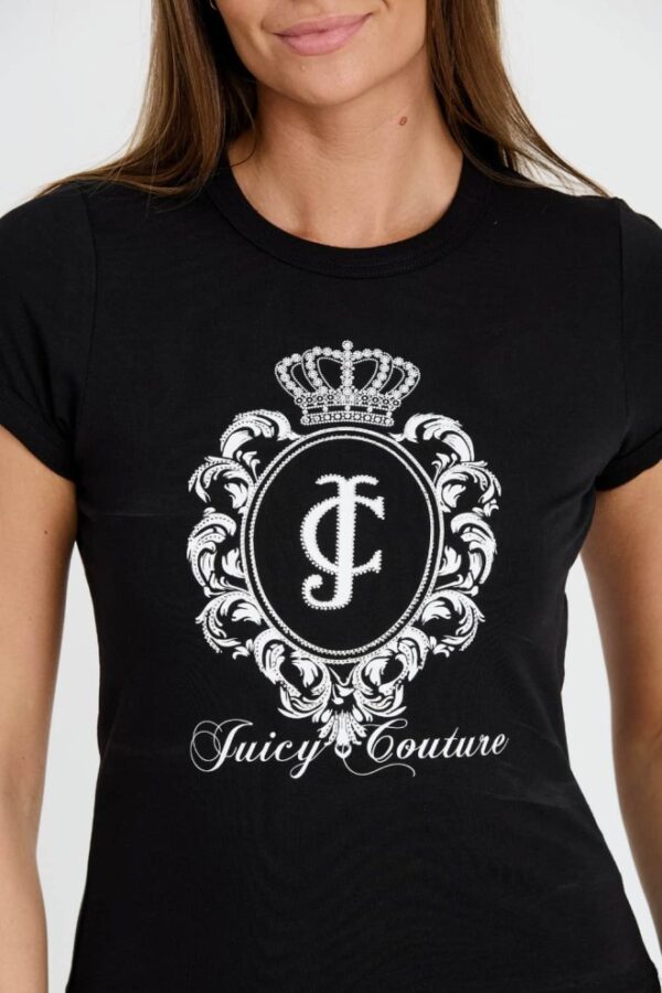 JUICY COUTURE Czarny damski t-shirt Heritage Crest Fitted
