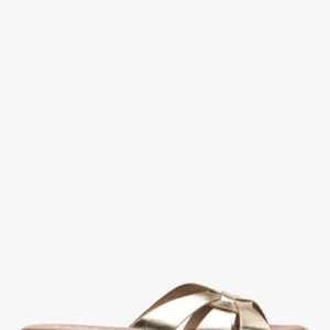 Złote klapki damskie płaskie