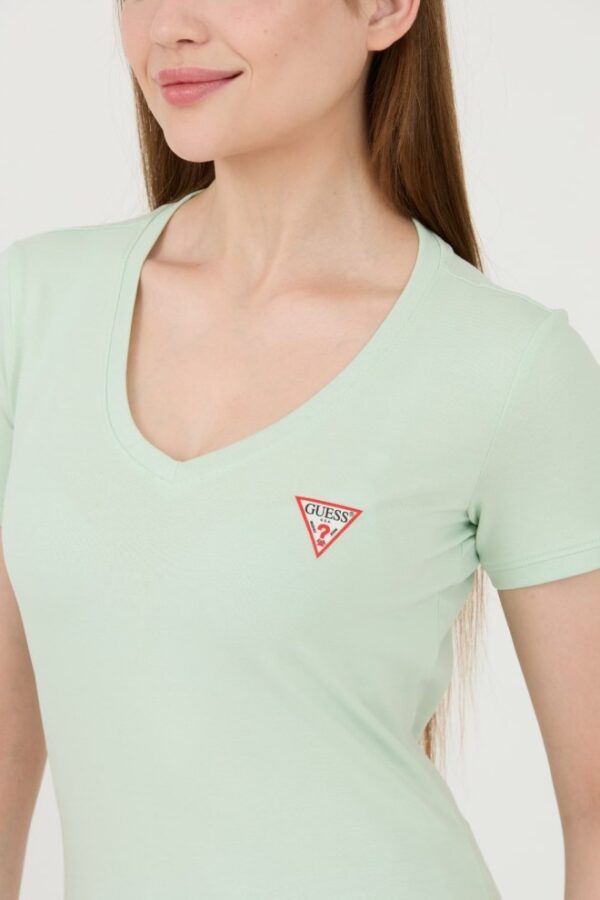 GUESS Miętowy damski t-shirt Mini Triangle Tee