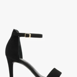 Czarne welurowe sandały na szpilce