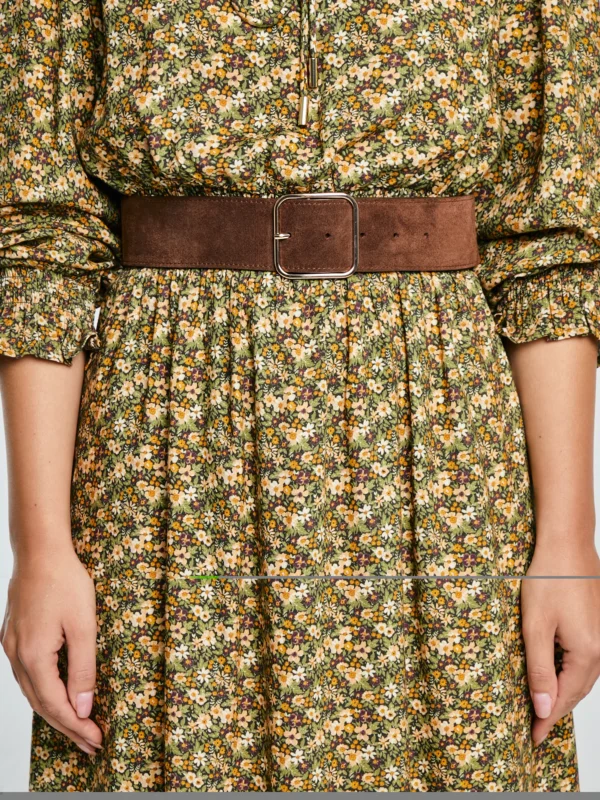 Pasek damski skórzany zamszowy brązowy Gelta 804