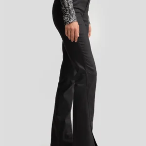 Jeansy damskie bootcut z rozcięciami woskowane czarne Blake 924