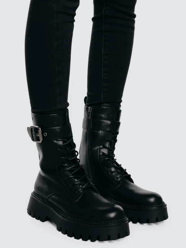 6dd03338fe53512adb28fc62b0f0103ef0e3e91e Trapery damskie ze skóry ekologicznej czarne OO274137 906