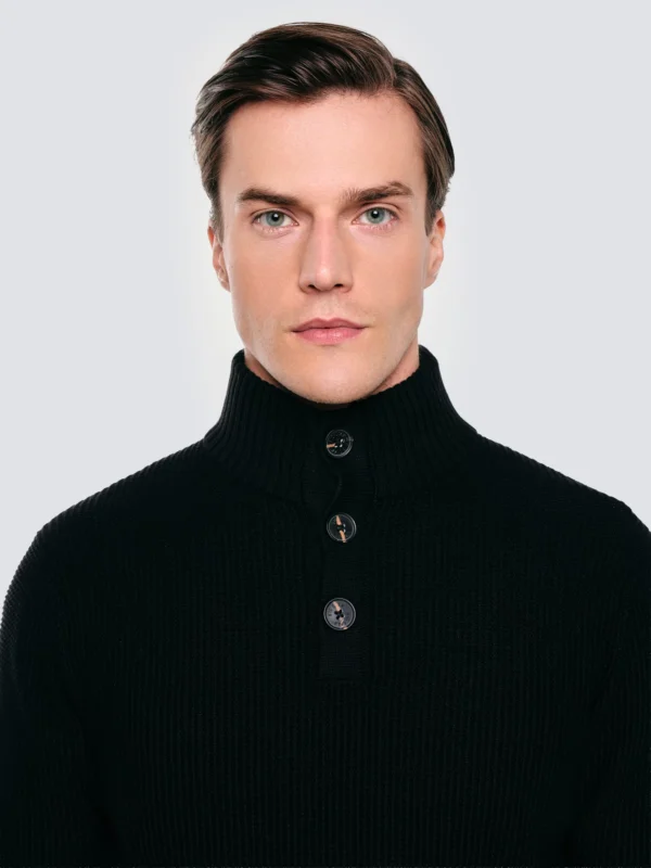 Sweter męski ze stójką czarny Neroni 906