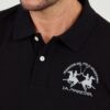LA MARTINA Czarny męski longsleeve polo Piquet Stretch