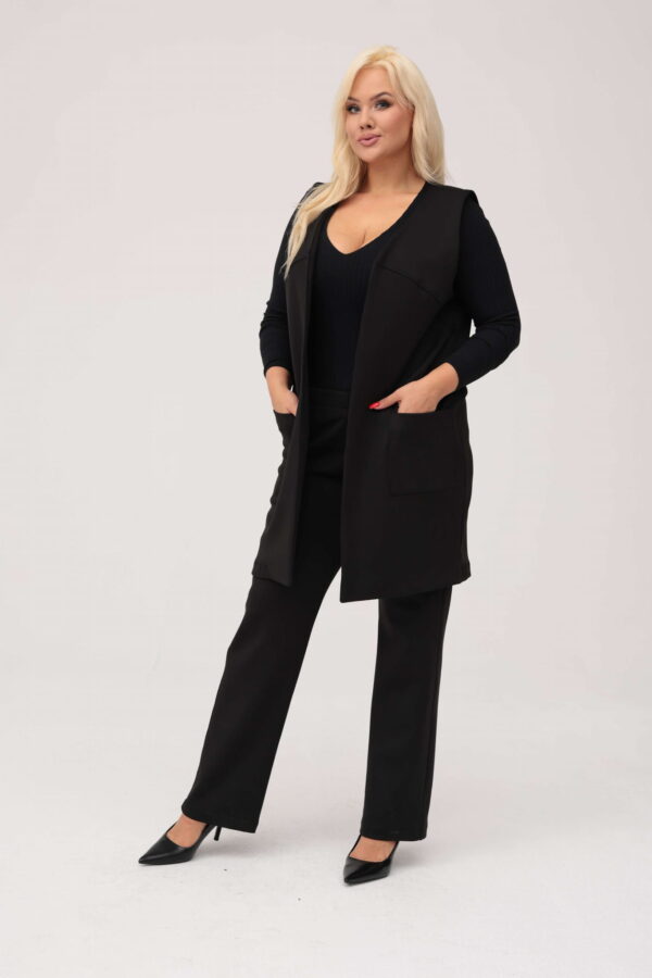Elegancki czarny komplet Zoja kamizelka i spodnie XXL OVERSIZE JESIEŃ ZIMA