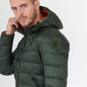 BLAUER Zielona puchowa kurtka męska z kapturem