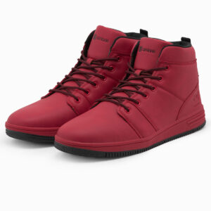 Buty męskie ocieplane sneakersy za kostkę - czerwone V1