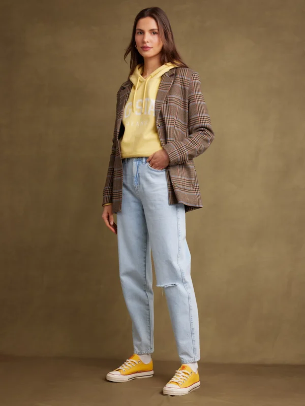 Marynarka damska w kratę brązowa Galani 000