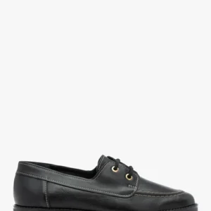 Czarne półbuty ze skóry licowej